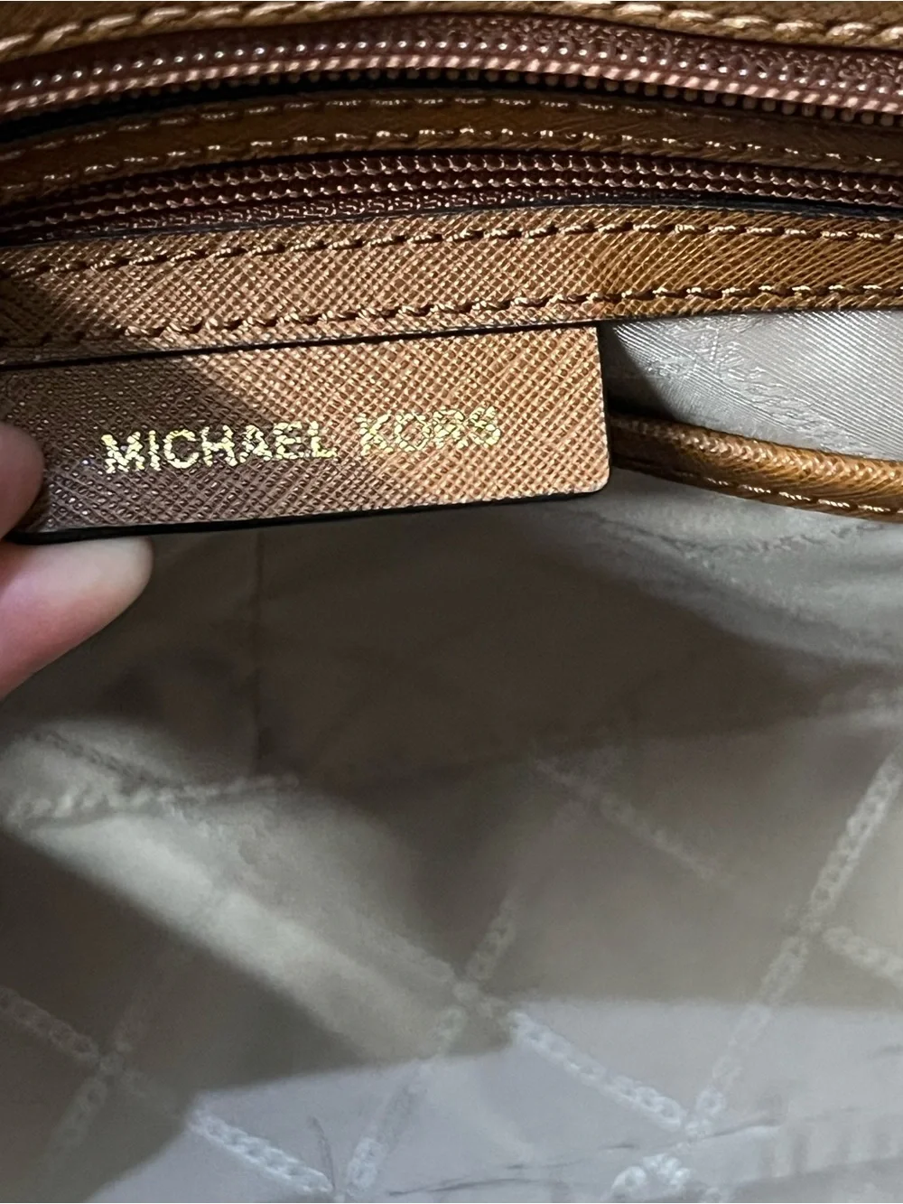 Michael Kors Cognac Brown Jet set travel Saffiano Leather Tote